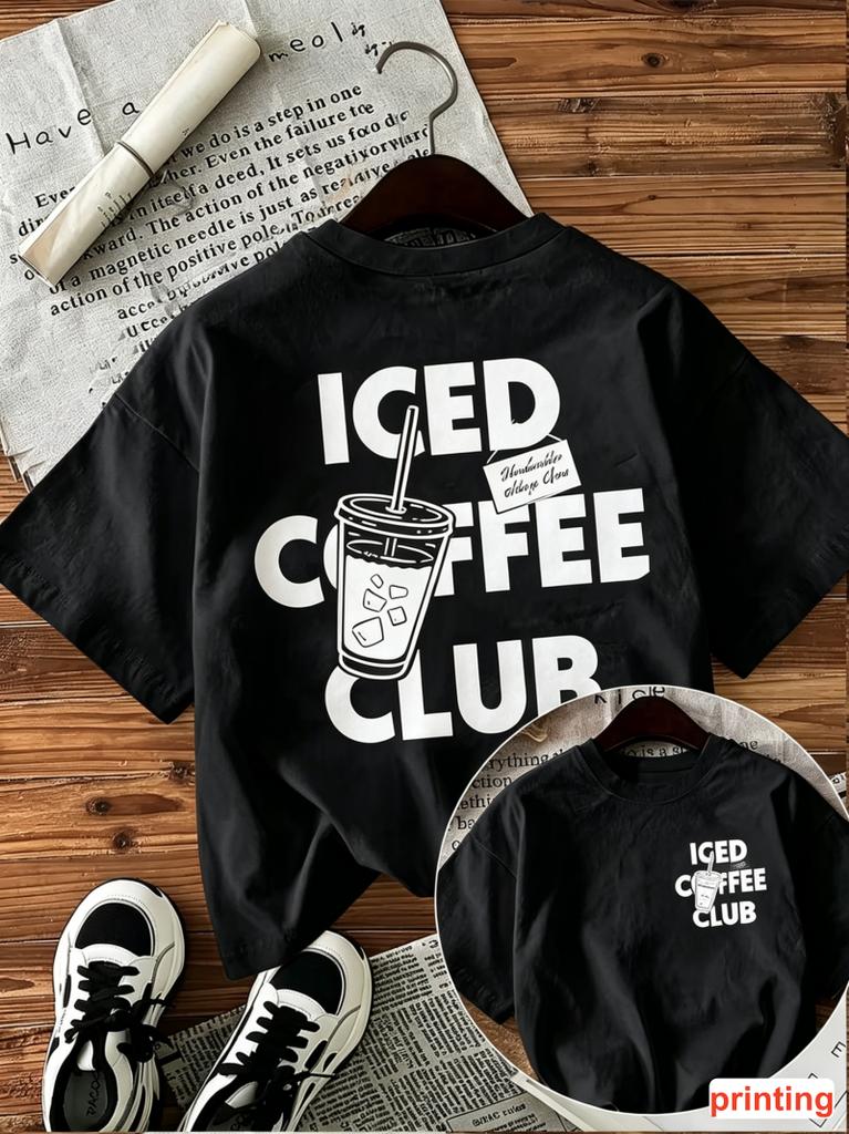 Vintage Always Open Coffee Sketch Print Tee Crew Neck Short Sleeve Casual Tee Allseason Caffeine Lovers Laidback Days