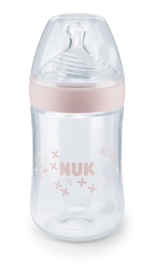 NUK Nature Sense Baby Bottle (Polypropylene) 260mlPink FDNK40742302 Pink 1 Bottle (x 1) For Ages 0 Months and Up