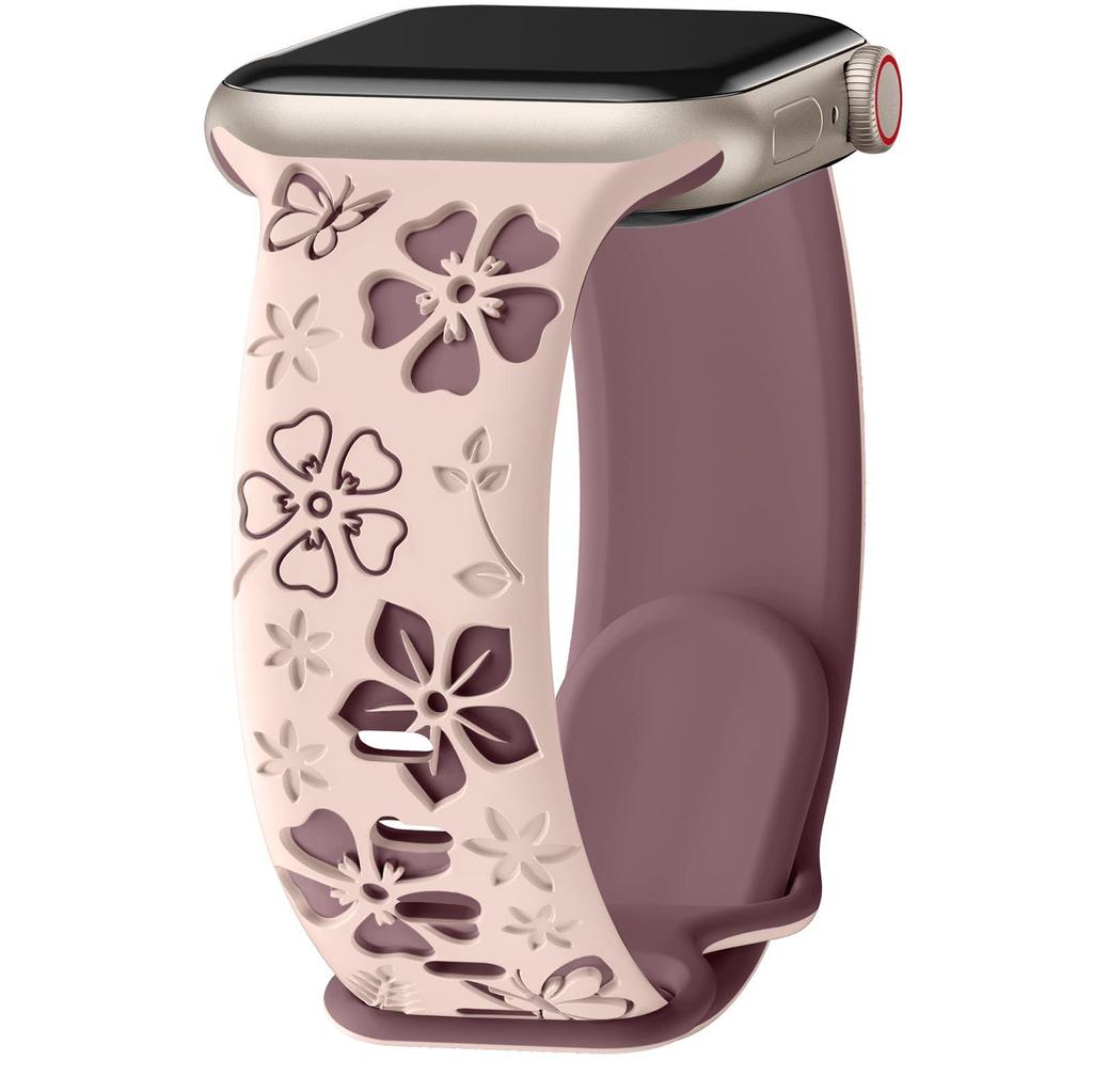 Floral Five-Petal Silicone Band for Apple Watch with 3D Laser Engraving
