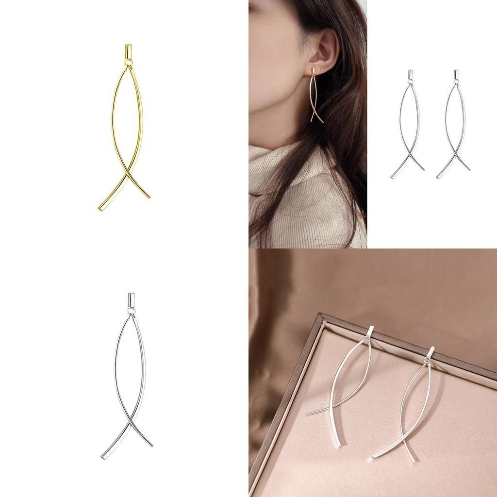 Line Chic Crossed Earrings Japanese Influence Sweet And Individual Charming