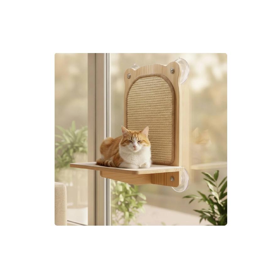 Cat Window Perch with Scratching Post Compact Window Cat Perch with Scratching Post Pet Furniture Long-Lasting Cozy