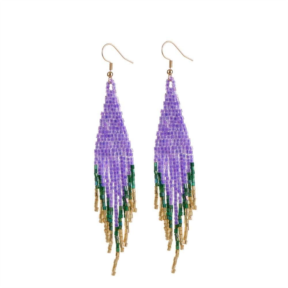 Серьги-подвески с кисточками в национальном стиле, бисерные украшения в виде маленьких бусин, висячие серьги-подвески на пляже