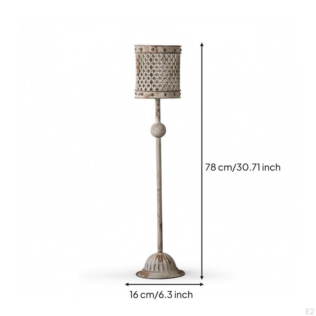 Floor Candlestick Distressed Wrought Iron Candle Stand Tall for Photo Shoots