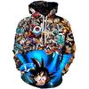 Худи Аниме Dragon Ball Z Унисекс Свитшот с капюшоном Персонажи Goku Vegeta Super Saiyan Принт по всей поверхности Уличная одежда Худи для фанатов аниме