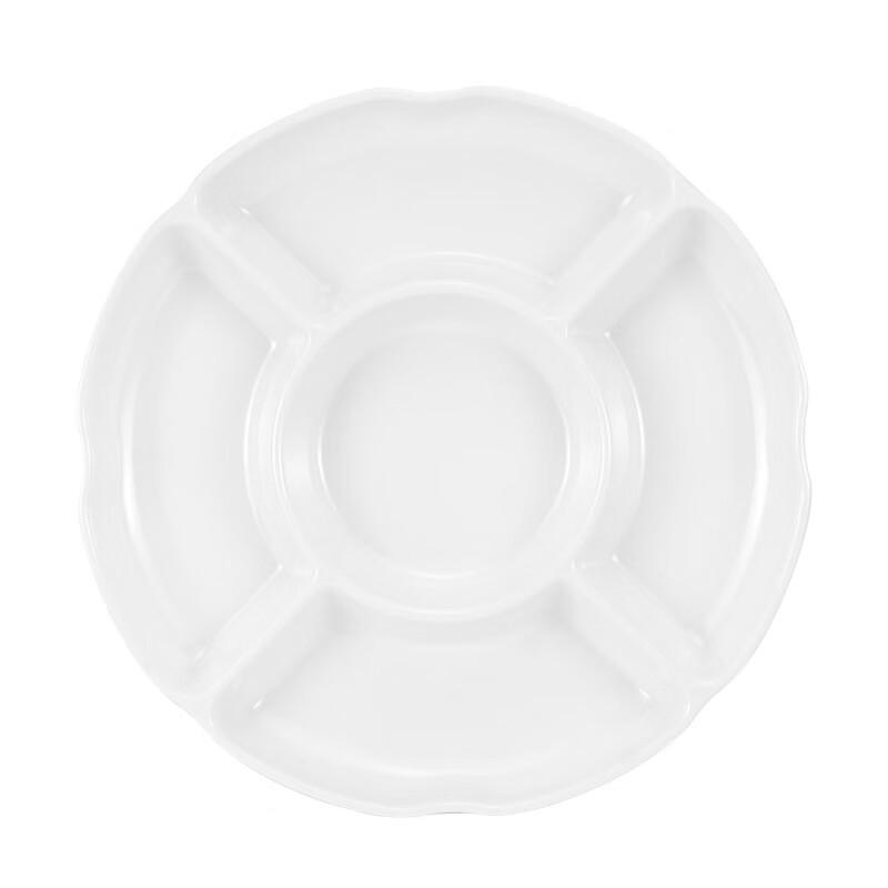 Xiyi Melamine White 5-Compartment Serving Plate