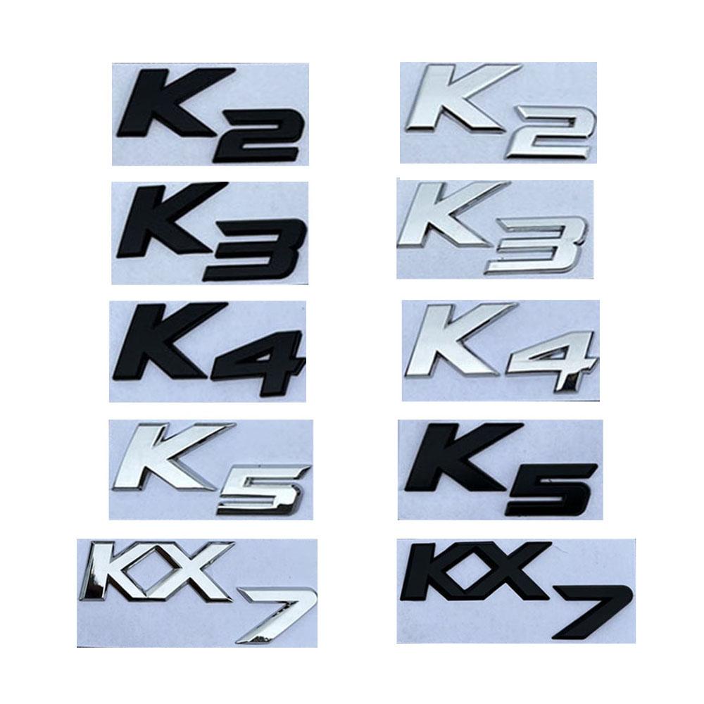 IYWD1 Car 3D Metal Logo Lettering Badge Sticker Rear Trunk Emblem Silver Gloss Black Auto Decorate Accessories For Kia K2 K3 K4 K5 KX7