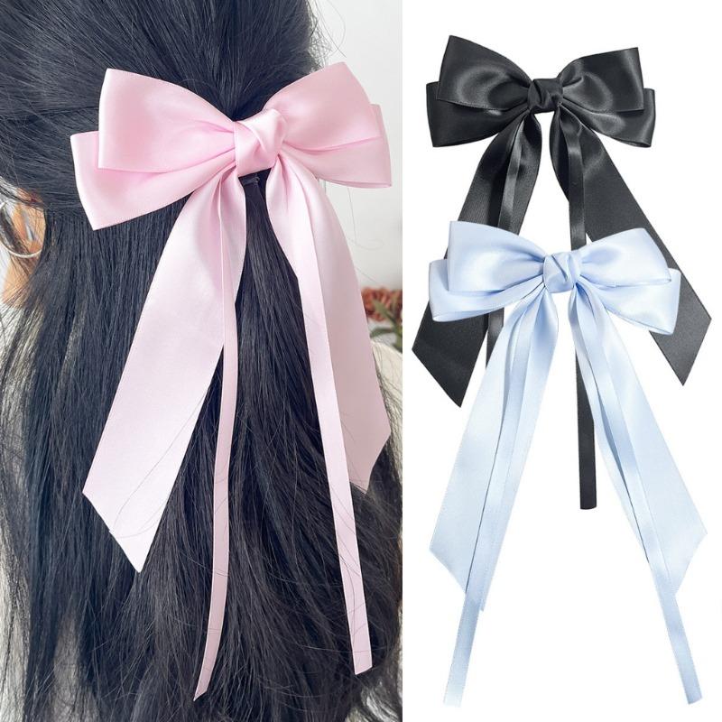 Sweet Girl Bow Streamer, Hairpin Korean Simple And Versatile High-end Hairpin On The Back Of The Head Net Red Hair Accessories