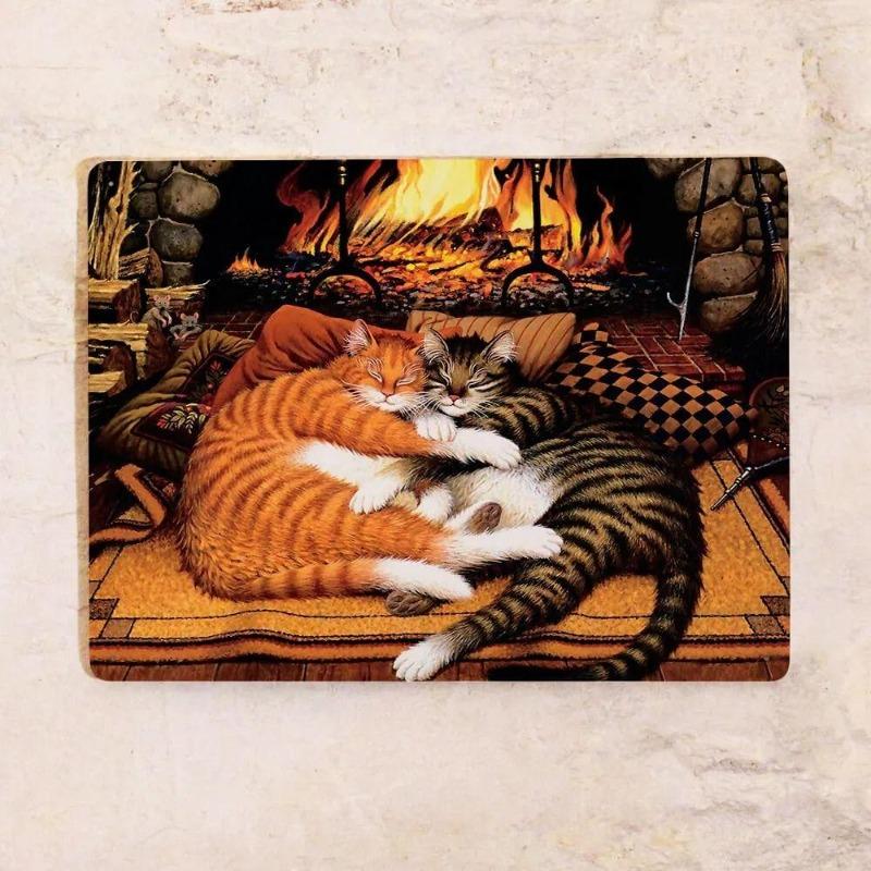 Cats In a Shop Metal Wall Art 20x30cm, Vintage Retro Decor Plaque