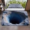 3D Hole Rug Realistic Bottomless Pit Floor Mat Funny Optical Illusion Rug with Non-Slip Backing for Entrance Living Room Bathroom