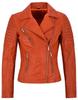Motorcycle Biker Wear Women's Jacket Orange Leather Lambskin Handmade Stylish Casual Soft
