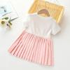 Милое платье для девочек, летняя детская искусственная плиссированная юбка из двух частей, платье принцессы, длинная юбка