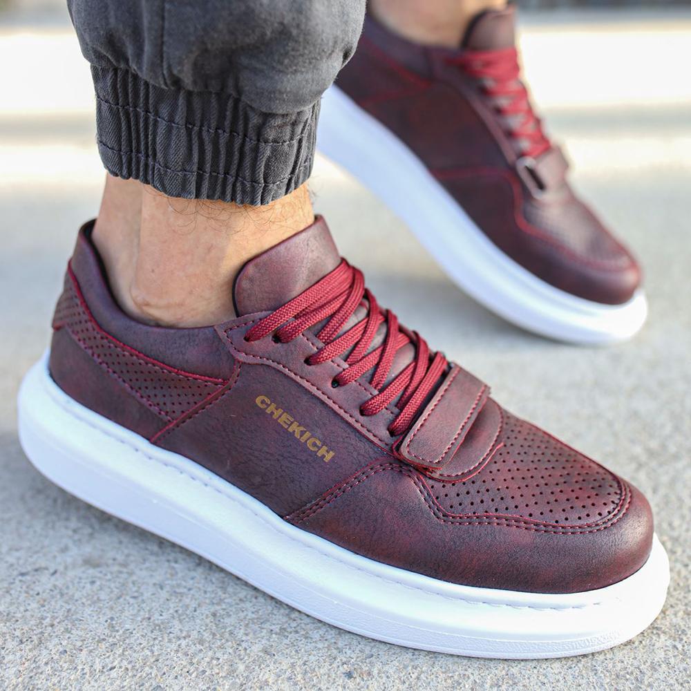 Chekich Мужская обувь. Повседневная обувь. Черный цвет. Искусственная кожа на шнуровке. Весенние и осенние сезоны. Вулканизированная лента на липучке. Белая высокая подошва. CH073.