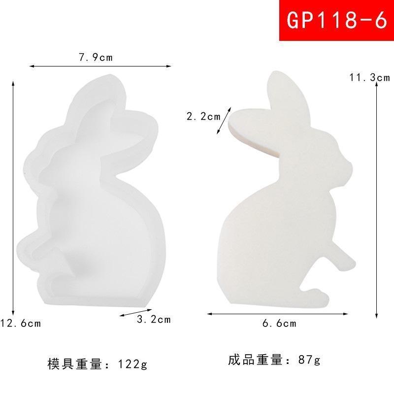 Cute Rabbit Candle Silicone Moulds Gypsum Car Mounted Incense Expanding Gypsum Soap Molds Easter Bunny Aromatherapy Candle Mold