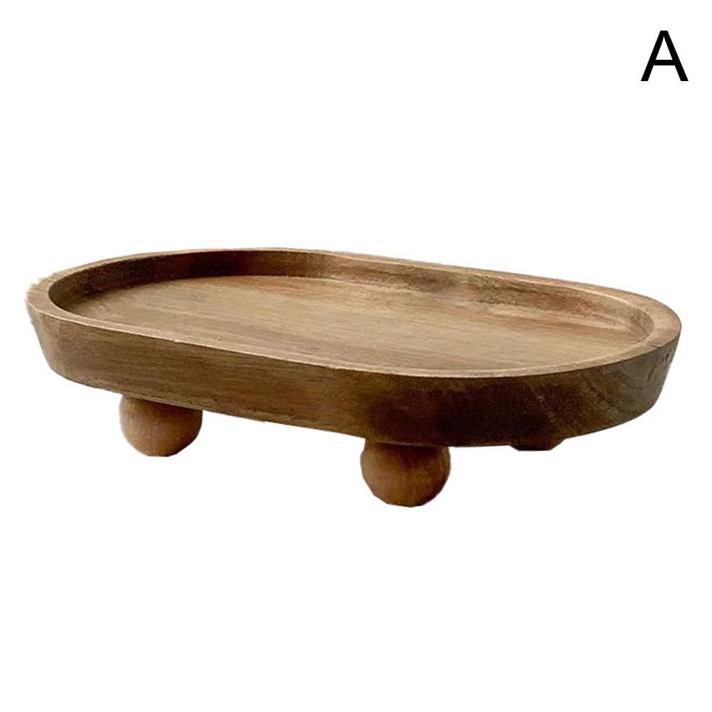 Elegant Wooden Tray Convenient Pedestal Stand Plate Multifunctional Jewelry Home Storage Food Dessert Display Trays Decor