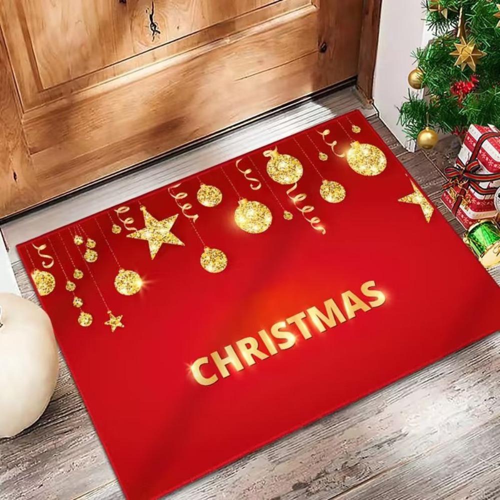 Crystal velvet Christmas Mat Santa Claus Floor Mat New Xmas Doormat  Bedroom