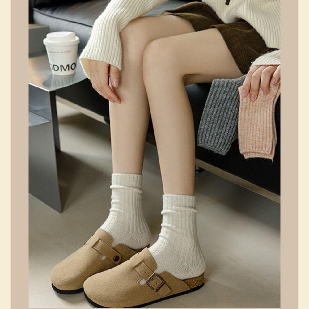 Winter Wool Socks Solid Color Sleep Socks Thickened Cotton Socks  Women