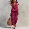 Elegant Polyester Sleeveless Shirt And Long Pants Set For Women In Spring Casual Wear