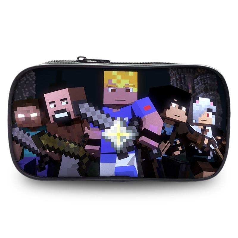 Новый пенал для детей Minecraft большой вместимости 2023 года, полиэстеровая мультяшная сумка для канцелярских принадлежностей