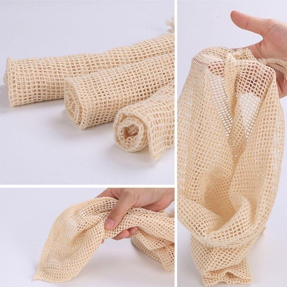 Reusable Cotton Mesh Bag Light Weight Drawstring Bag New Mesh Shopping Bag