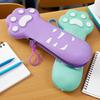 Милый мультяшный силиконовый пенал в виде кошачьей лапки, большой вместимости, на молнии, сумка для канцелярских принадлежностей, стильный дизайн, большой объем для школьных и офисных принадлежностей