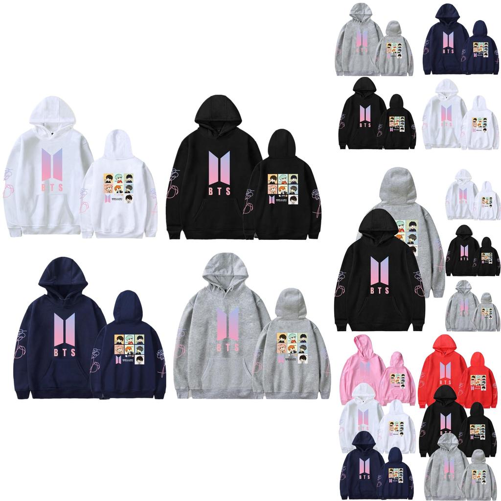 Bts Hoodie With Embroidered Graphic Cotton Fleece For Youth Casual Wear