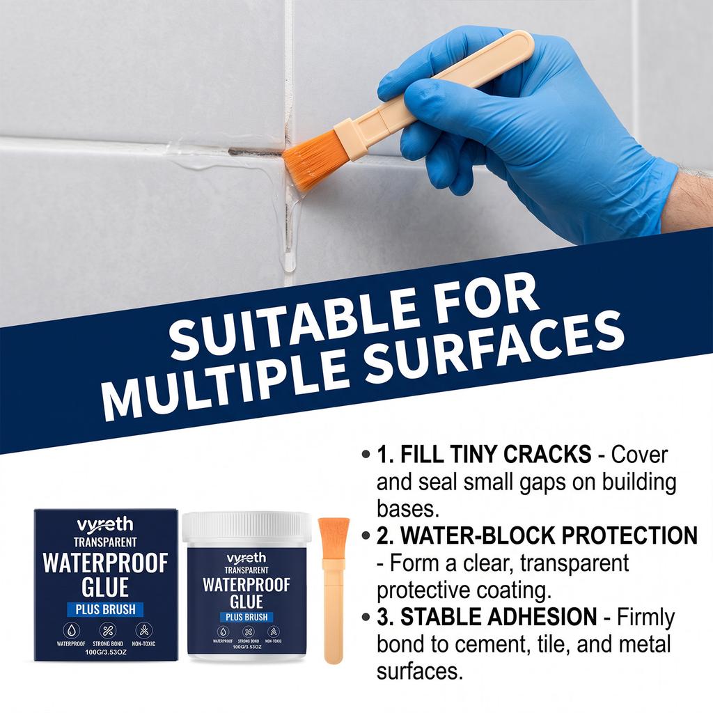Vyreth Transparent Waterproof Sealant for Kitchen Bathroom Window Exterior Wall Crack Leak Repair