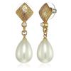 Estele Gold Plated Textured Diamond Pearl Drop Earrings for Girls and Women