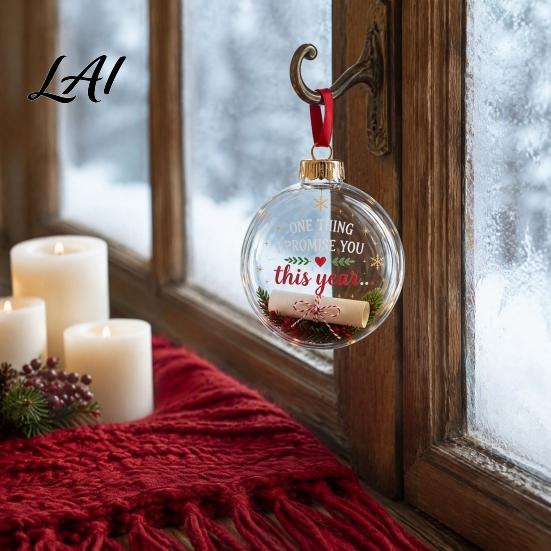 Holiday Party Supplies for Christmas 3D Clear Ball Ornament Message Keepsake Acrylic Indoor Outdoor Xmas Hanging Ornaments Tree Decoration