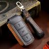 3 Button Leather Car Key Cover Case for Volkswagen VW CC Passat B6 B7 Remote Fob Protector with Key Chains
