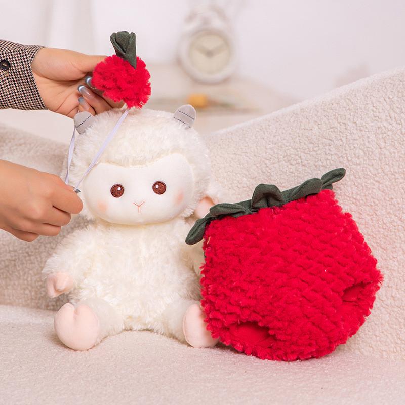 Strawberry Plush Sheep Toy Cartoon Stuffed Doll Bedroom Decoration Kids Gift
