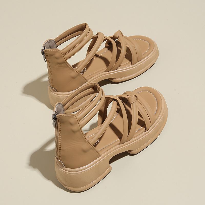 Jane Marie Shoes Сандалии Женские 2025 Весна/Лето Новая Мода Перекрестный Ремешок Нишевый Дизайн Платформа Римские Сандалии Дети