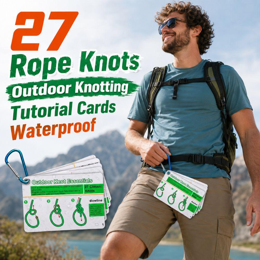 with Carabiner Outdoor Knotting Tutorial Cards 27 Rope Knots Knotting Guide Card Hiking,Travel Etc