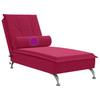 Massage Chaise Lounge with Neck Roll Burgundy Velvet