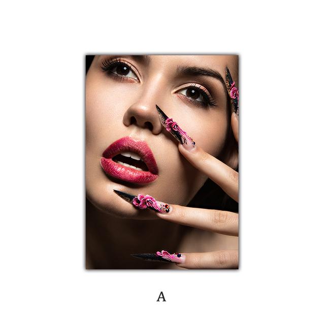 Мода Женщина в Маске Модель Красота Макияж Дизайн Ногтей Плакат Абстрактное Искусство Живопись Настенная Картина Украшение Дома Спальня HD Печать