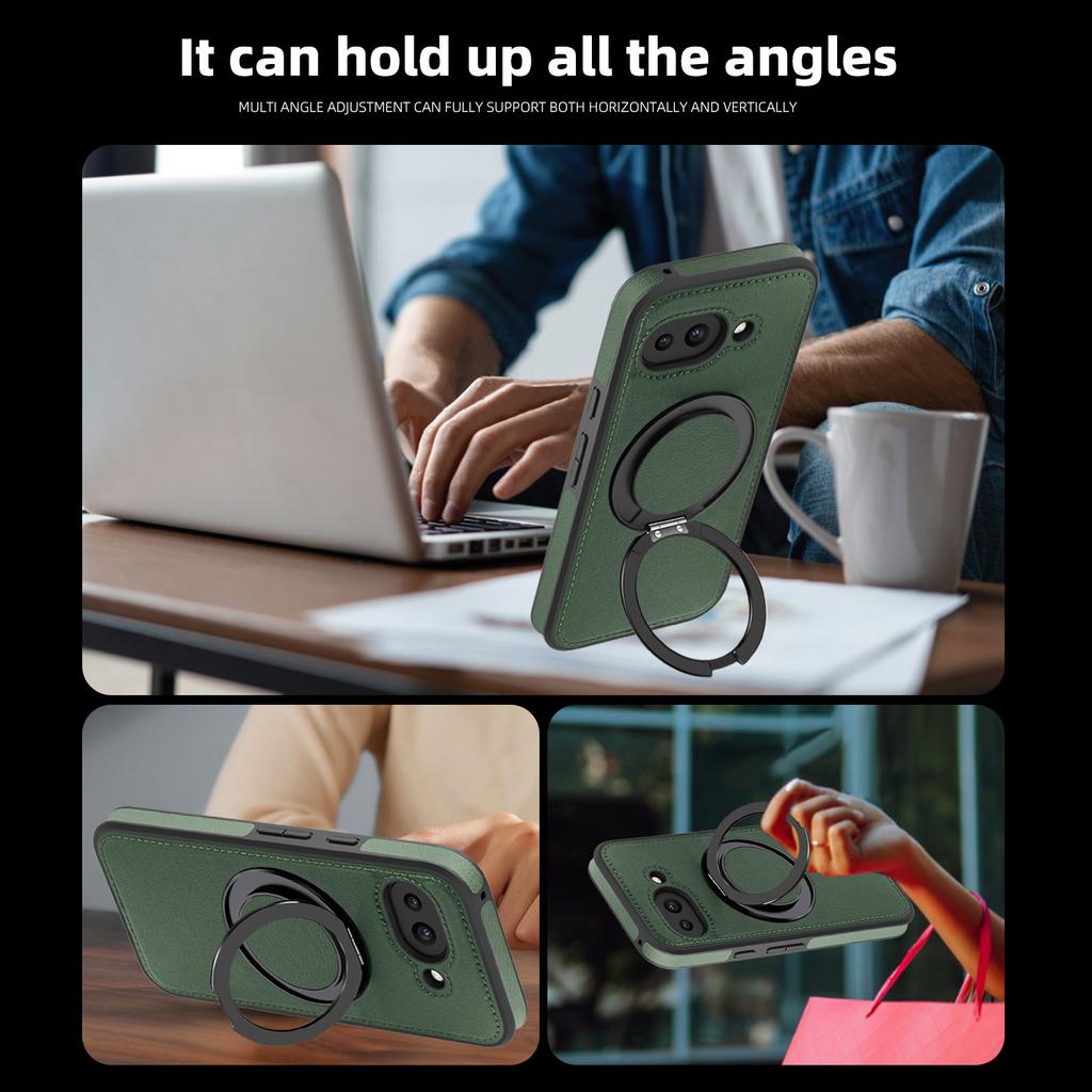 Чехол для Google Pixel 9a с кольцом-подставкой, магнитный чехол, задняя крышка из ПУ-кожи