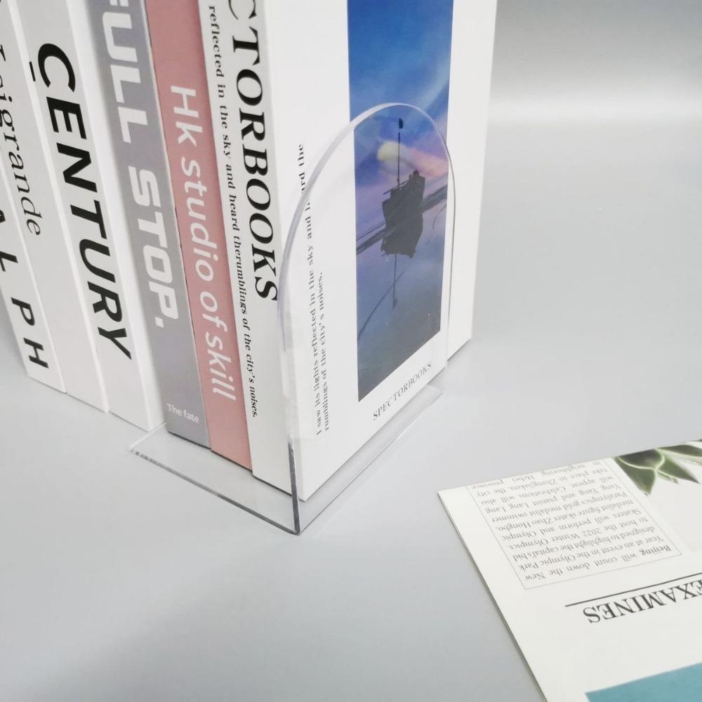 2 шт. акриловый L-образный книжный упор одного цвета, сплошной цвет, прозрачный, для фиксации книг на столе