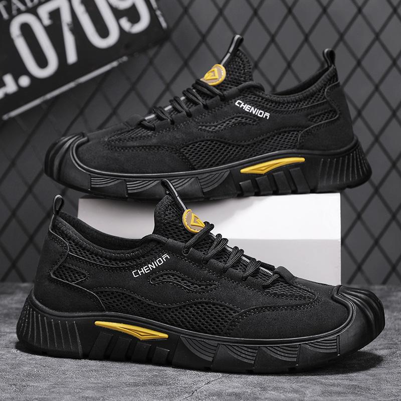 2025 new mesh breathable low-top retro tooling sports and leisure men's shoes black non-slip work shoes