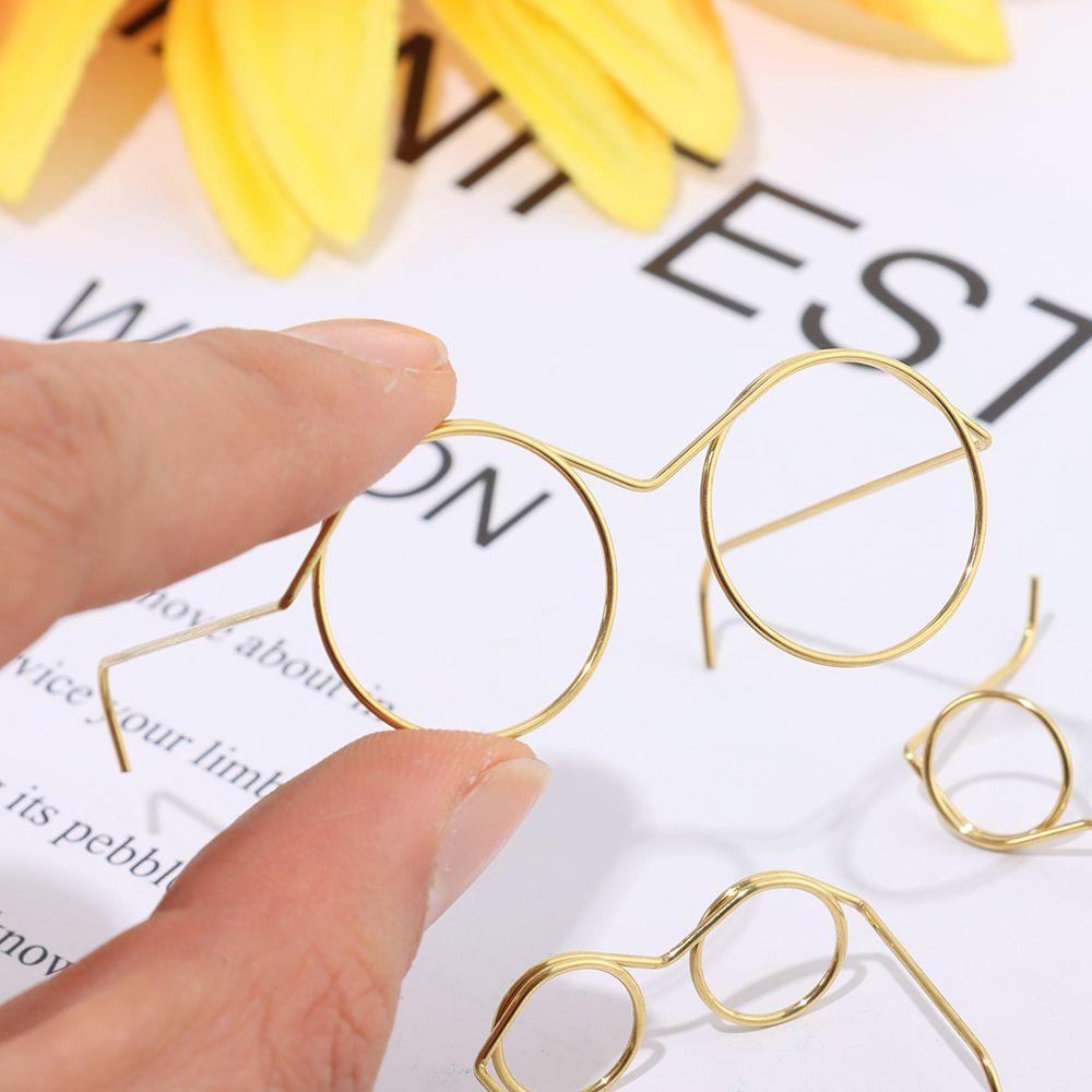 Детская игрушка сплав милые очки для куклы без линз золотые круглая оправа