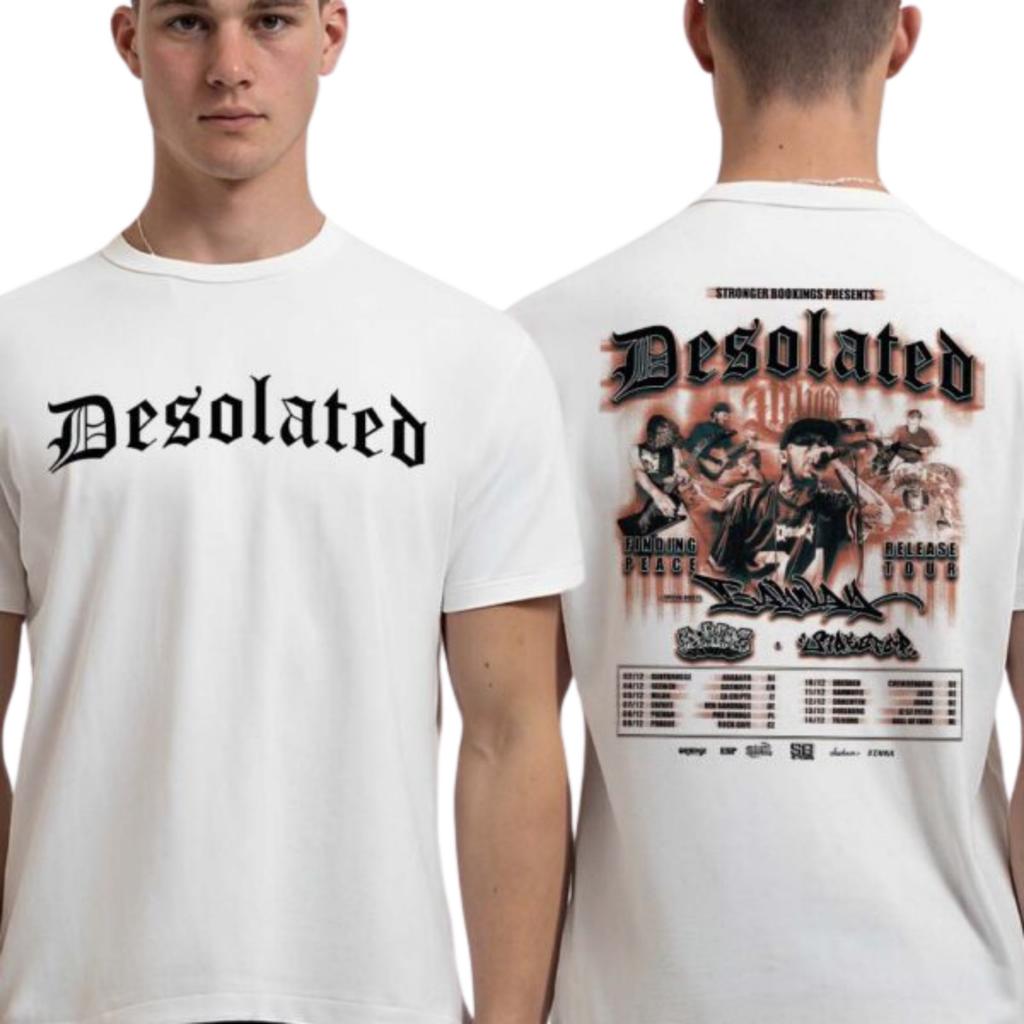 Desolated Finding Peace Release Tour 2026 UK Europe Dates Two Sided T-Shirt