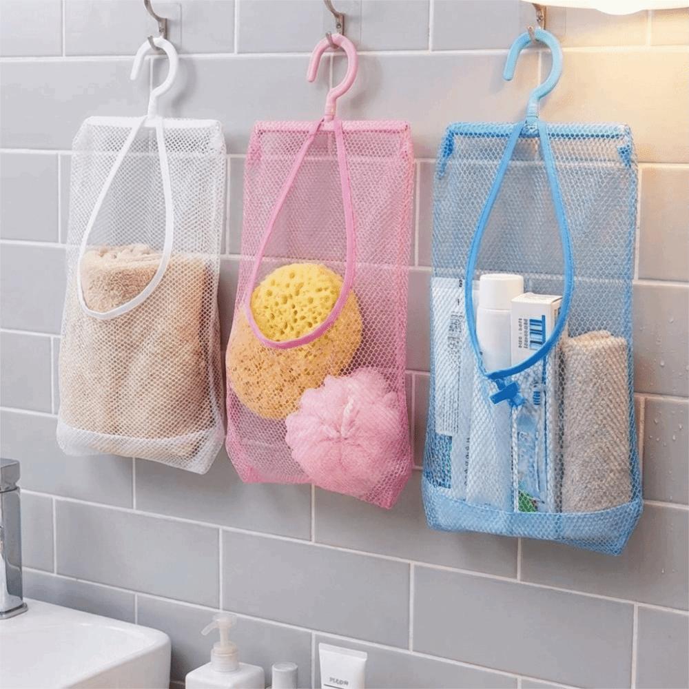 3PCS Breathable Mesh Storage Basket Quick Dry Clothespin Mesh Bag Makeup Organizer Wardrobe