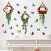 3pcs/set Flower Butterfly Hanging Basket Self-adhesive Wall Sticker Living Room Bedroom Background Door Decor Waterproof Removable Decorative Painting