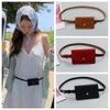 Detachable Waistband Waist Bag Flap PU Leather Coin Purse Waist Belt With Bag  Small Square Pouch
