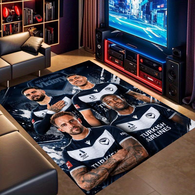 Melbourne Victory Team Group Portrait Print Area Rug Non‑Slip Rectangular Floor Mat Soccer Fan Gaming Living Bedroom Decor
