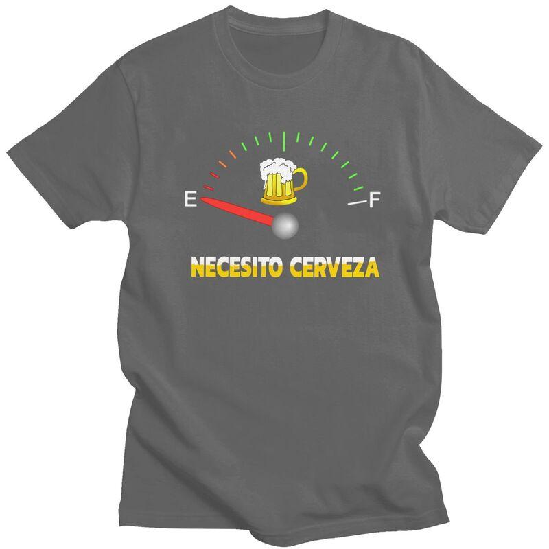 Мужская футболка с надписью Custom Necesito Cerveza I Need Beer, с коротким рукавом, из чистого хлопка, повседневная, модная