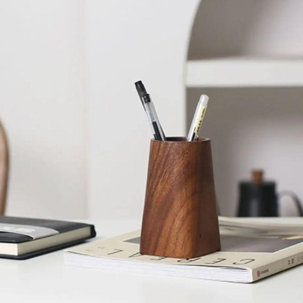 Вместительная подставка для ручек из орехового дерева, винтажный настольный органайзер, горшок для хранения, пенал, дом