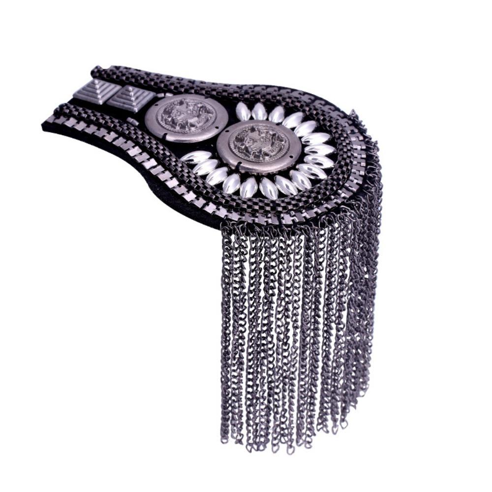 Metal Brooch Shoulder Board Zinc Zinc Alloy Jacket Vintage Brooch Tassel Chain Epaulettes Party