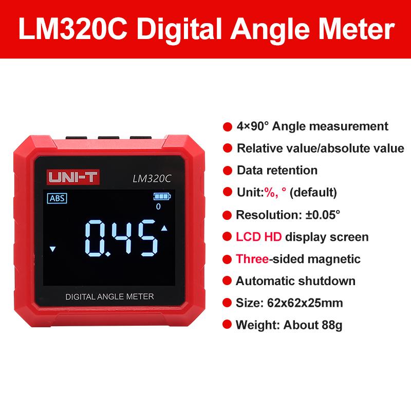 UNI-T Угломер LM320F LM320D Электронный уровень Магнитный инклинометр Цифровой транспортир LM320C Искатель угла Угломерная коробка