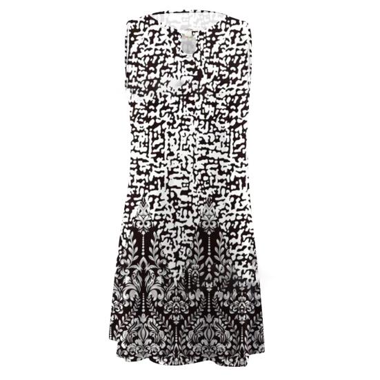 Женское мини-платье без рукавов в стиле бохо с круглым вырезом и принтом, короткое платье-майка, летнее повседневное пляжное свободное платье-сарафан