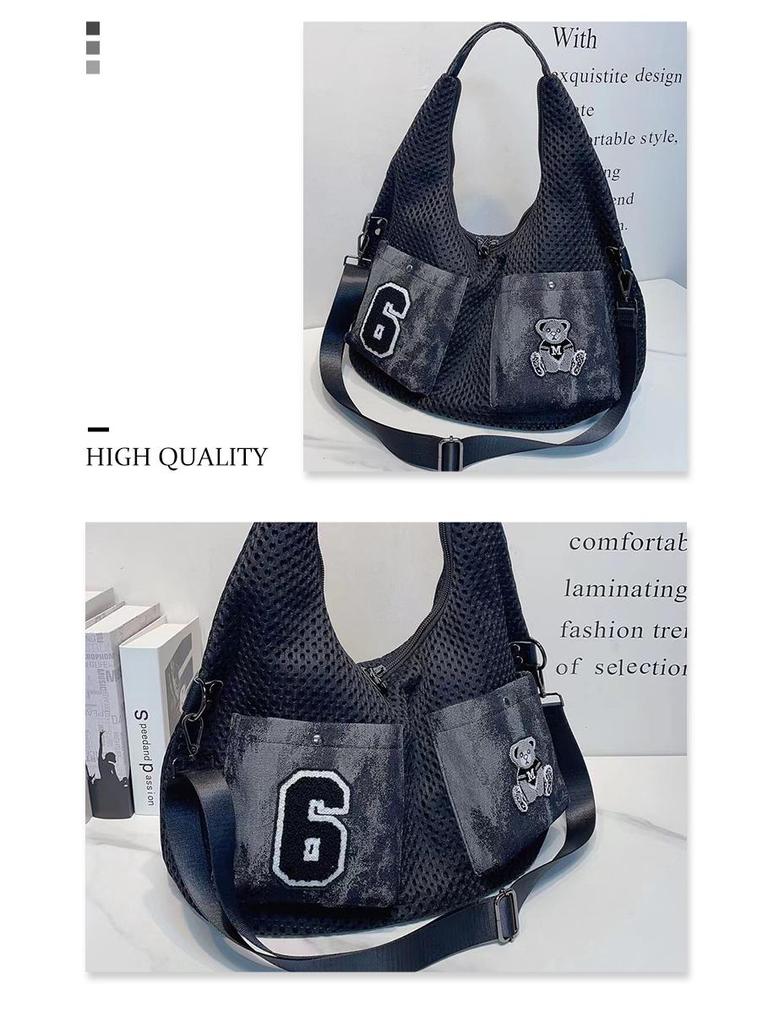 Шикарная женская сетчатая сумка через плечо в корейском стиле - Большая вместимость, легкая, повседневная сумка подмышку для удобных поездок на работу