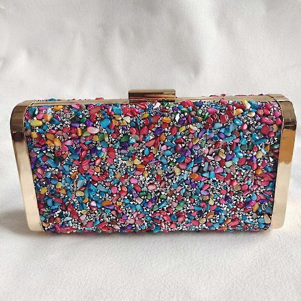 Colorful stone shell stone diamond bag dinner bag